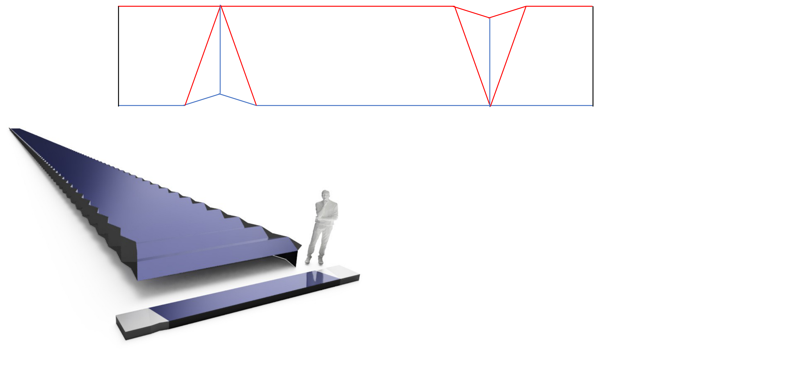 BB prime crease pattern and deployed aperture with its complete stowed stack