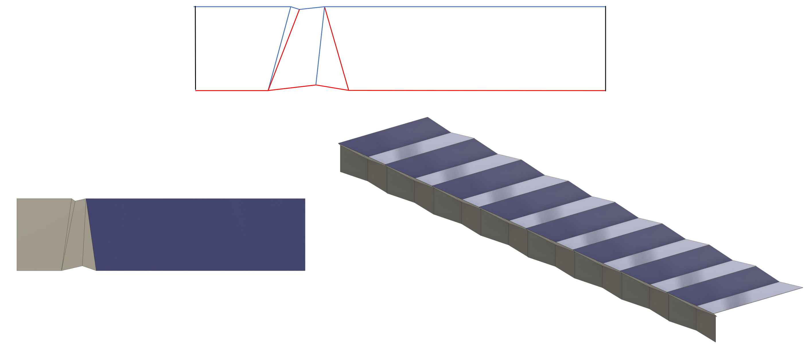 Complete 1C crease pattern and aperture rendering
