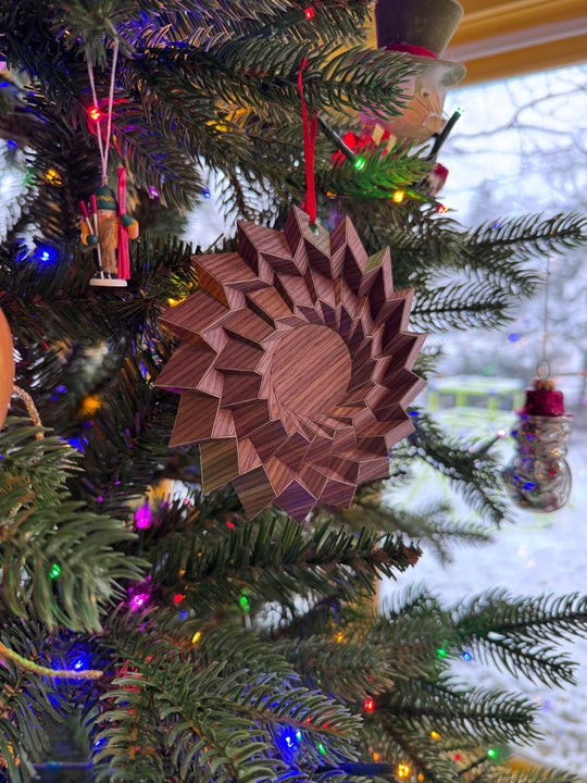 Walnut Origami Ornament Pair