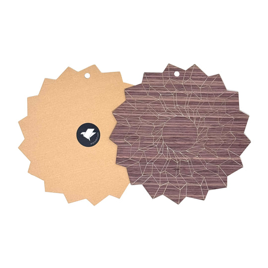 Walnut Origami Ornament Pair