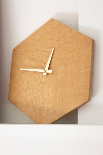 Solid White Oak Analog Iso Clock