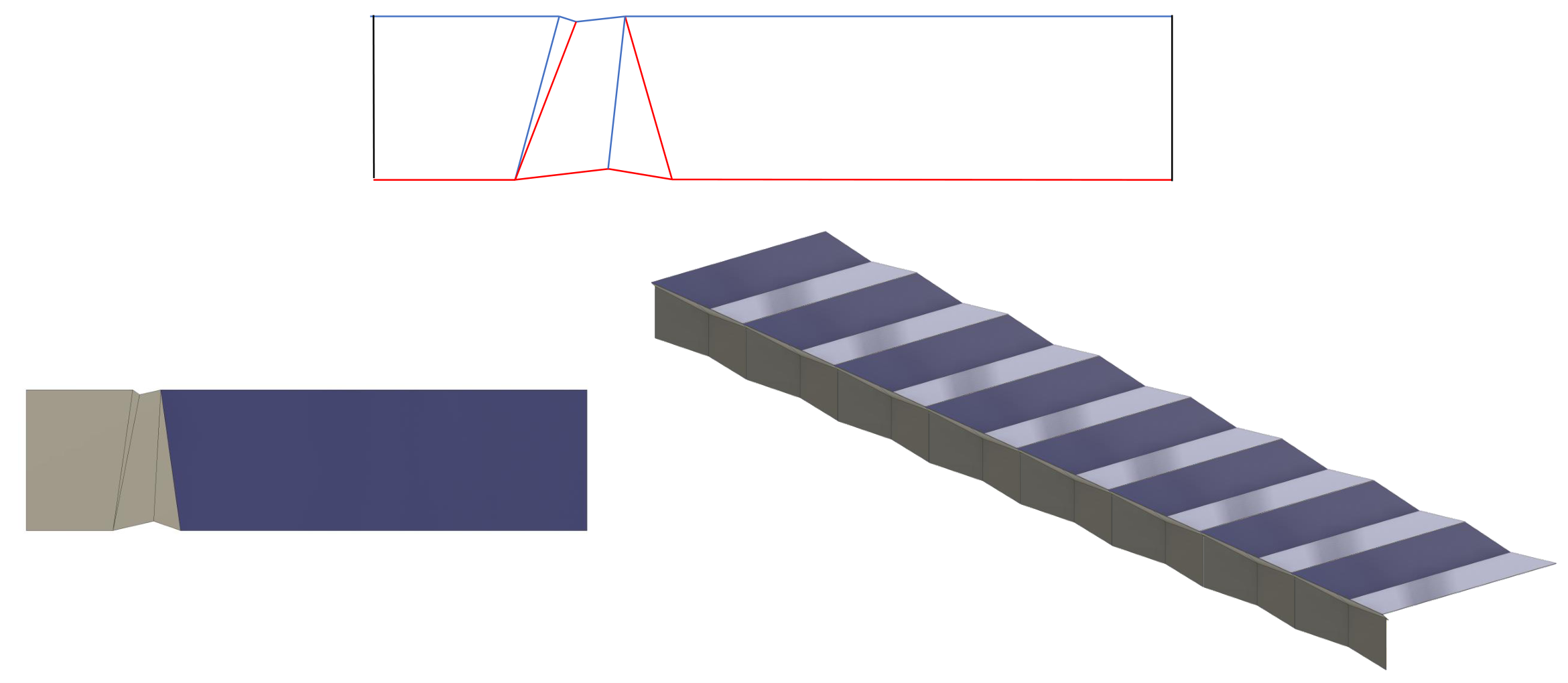 Complete 1C crease pattern and aperture rendering