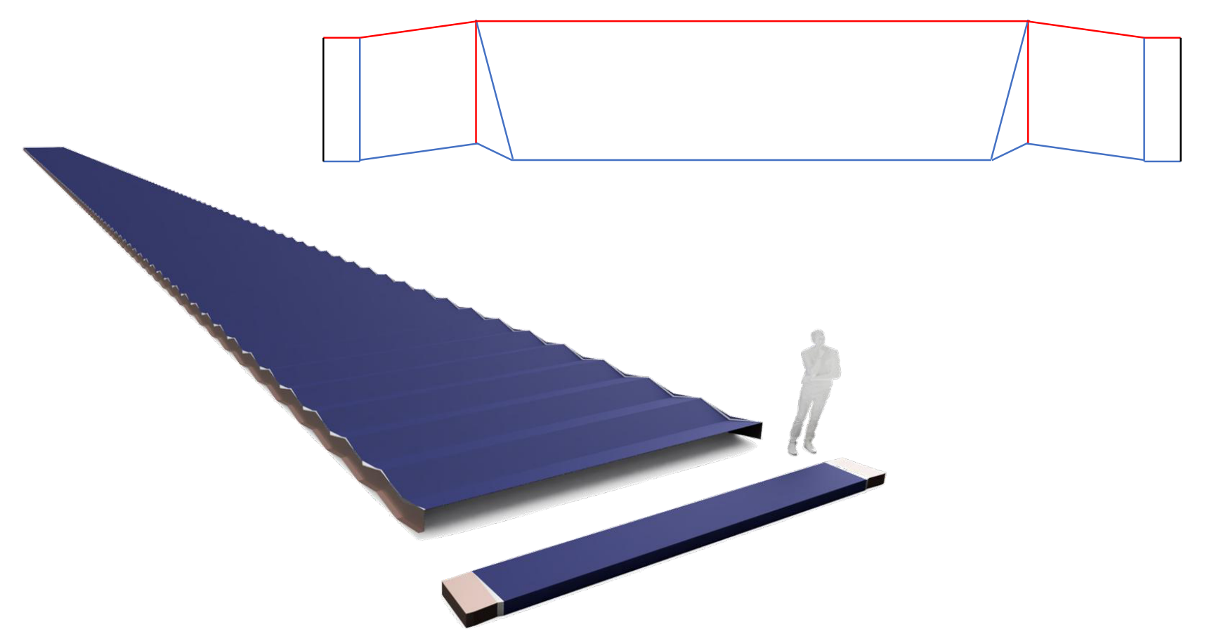Alternative 2A wing with edge groupings, a broad central panel, deployed wing and stowed stack